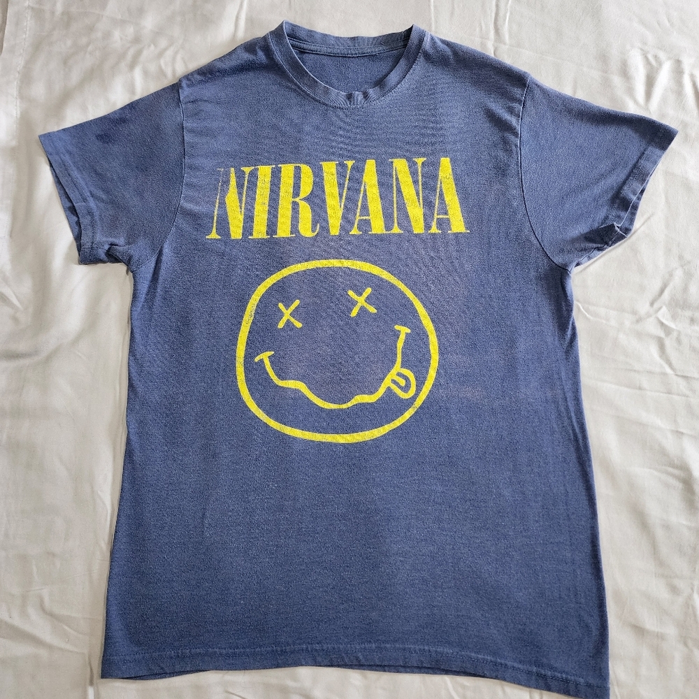 Nirvana Blue T-Shirt with Yellow Logo